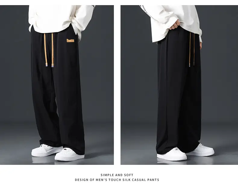 Men's Black Drape Pants with Wide Leg and Loose Fit — feature 12