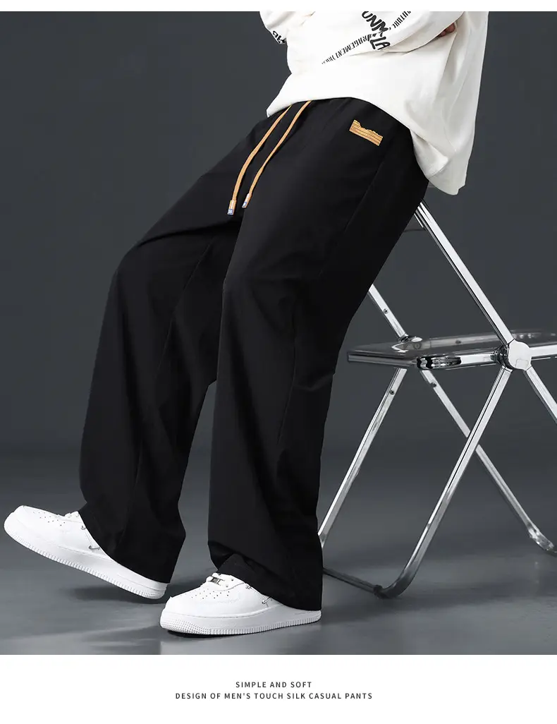 Men's Black Drape Pants with Wide Leg and Loose Fit — feature 13