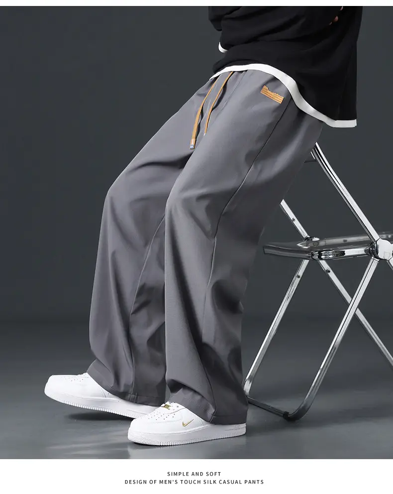 Men's Black Drape Pants with Wide Leg and Loose Fit — feature 17