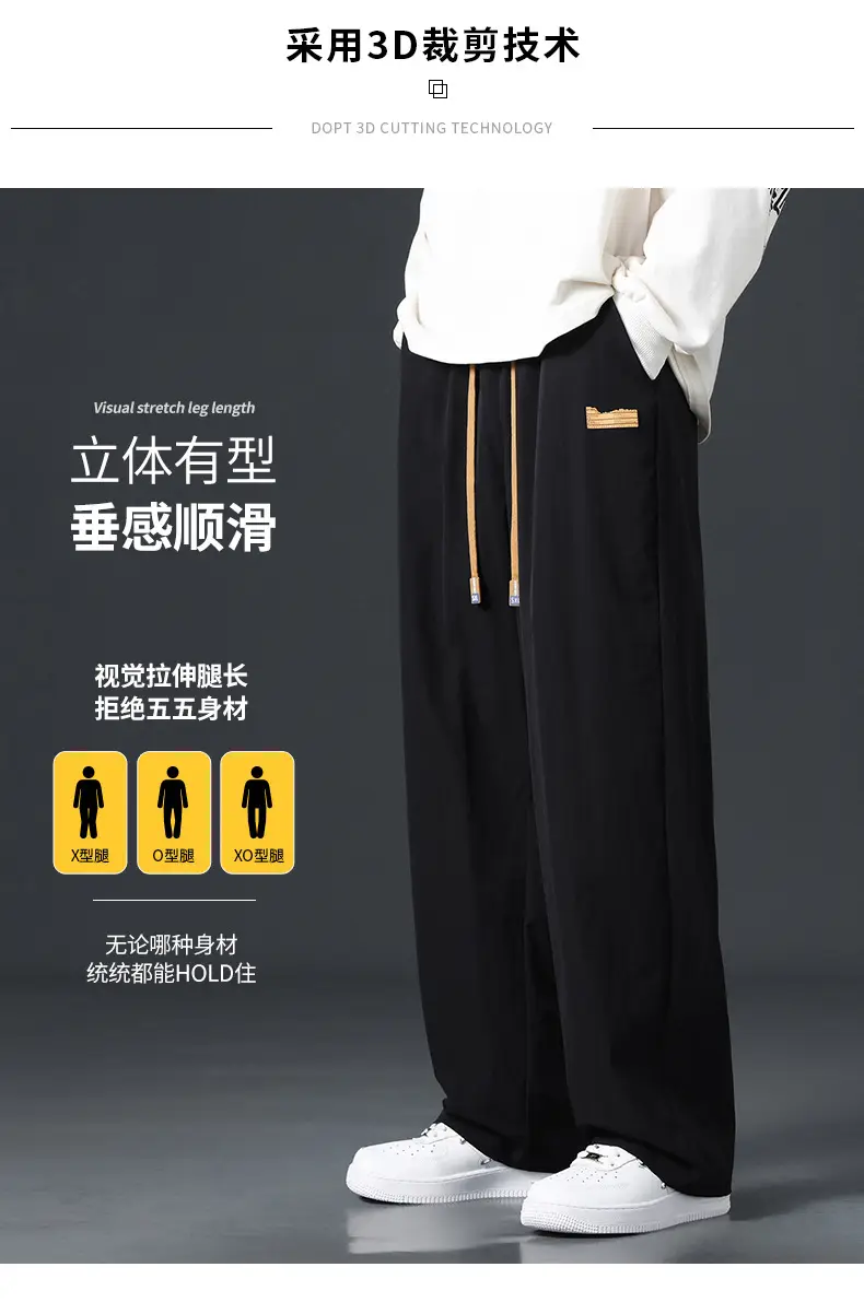 Men's Black Drape Pants with Wide Leg and Loose Fit — feature 2