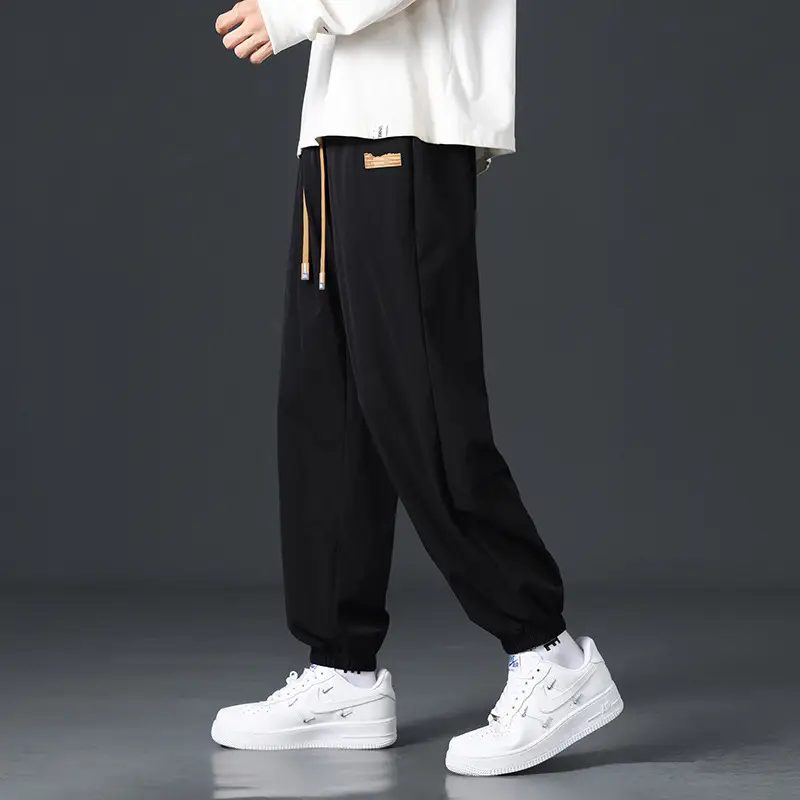 Men's Black Drape Pants with Wide Leg and Loose Fit - Image 3