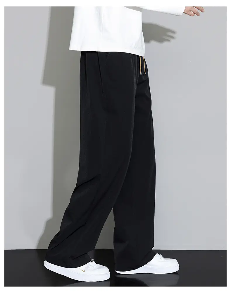Men Wide Leg Grey Trousers Spring Autumn — feature 14