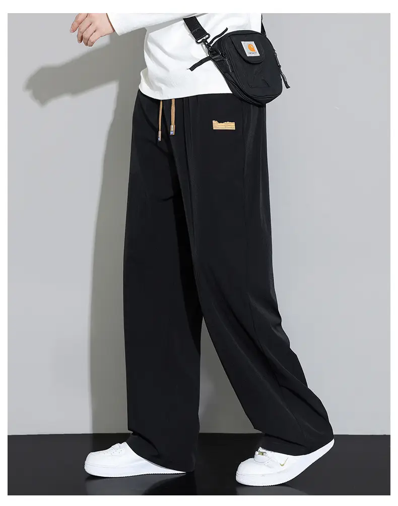 Men Wide Leg Grey Trousers Spring Autumn — feature 15