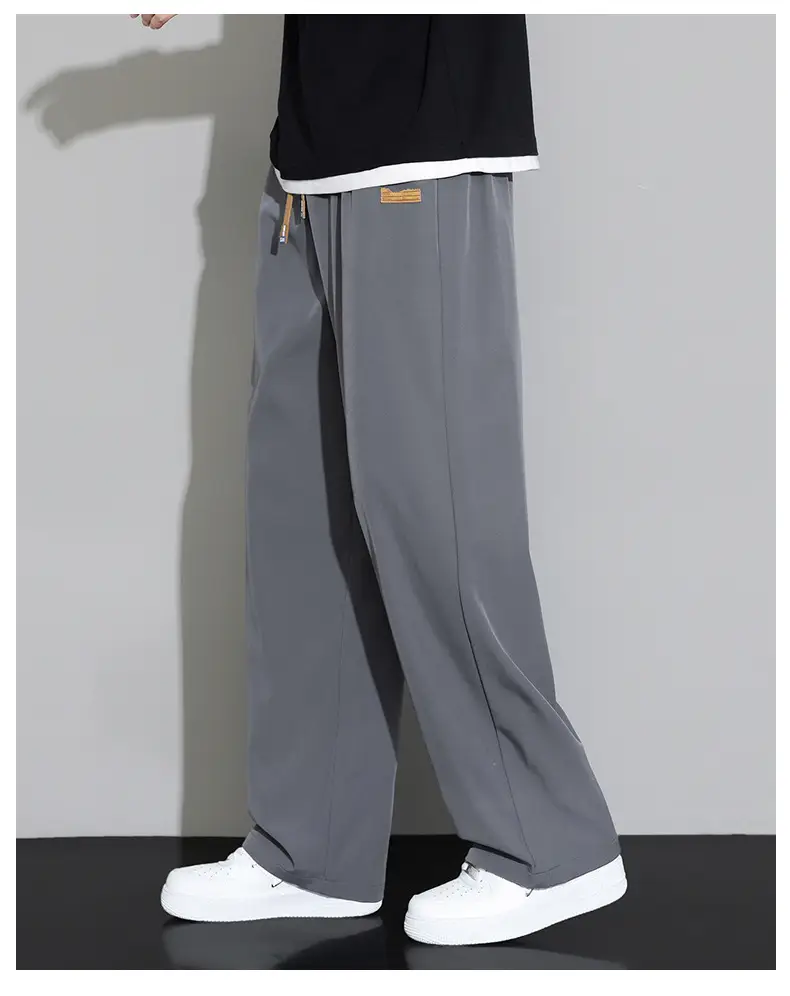 Men Wide Leg Grey Trousers Spring Autumn — feature 16