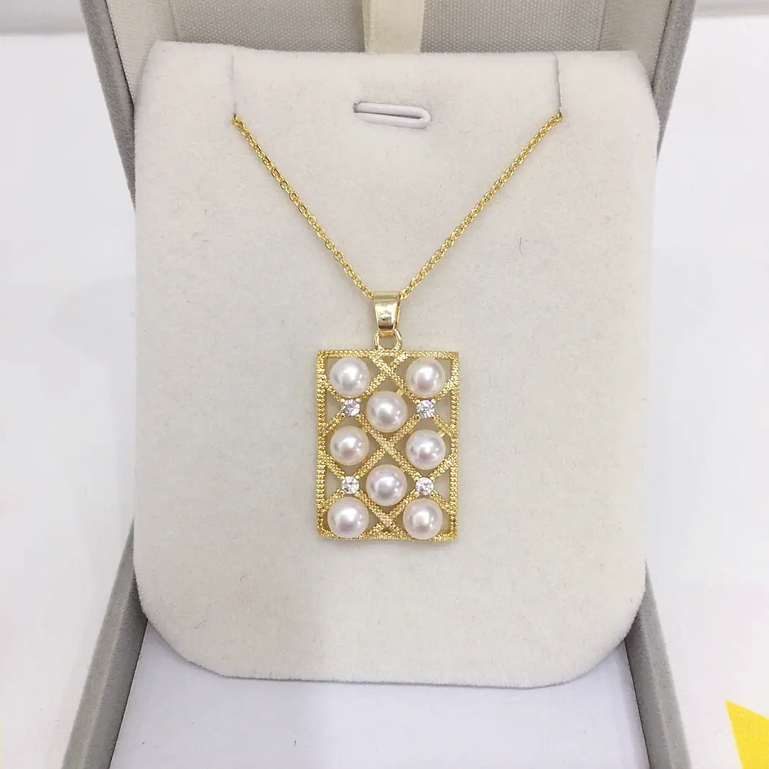 Zhuji Pearl Pendant Necklace with Square Design — feature 11