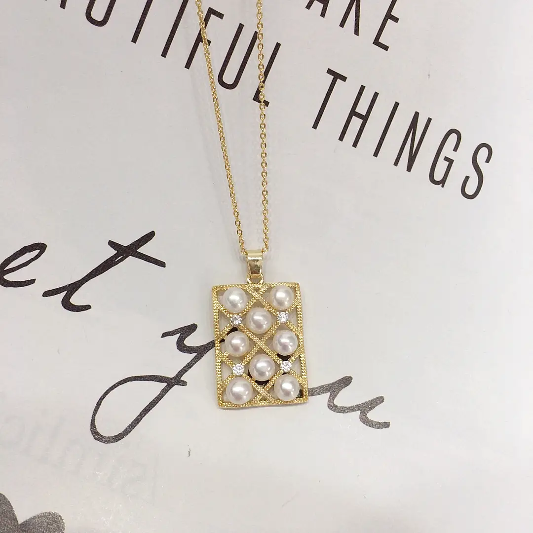 Zhuji Pearl Pendant Necklace with Square Design — feature 8