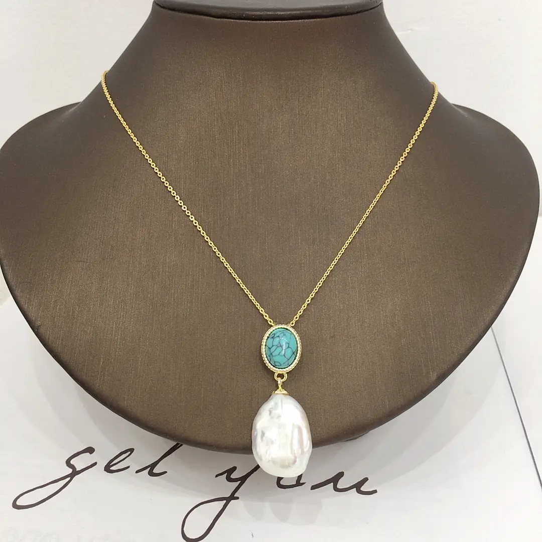 Turquoise Pearl Pendant Necklace for Women - Image 5