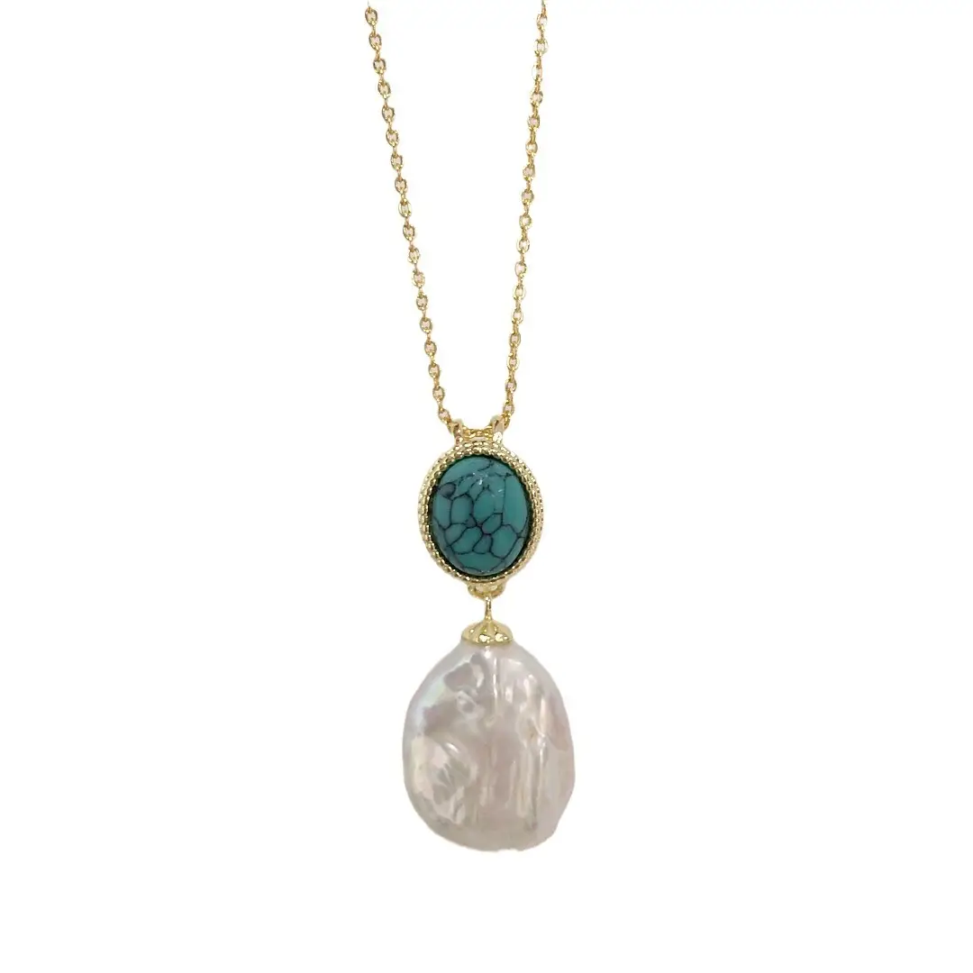Turquoise Pearl Pendant Necklace for Women - Image 6