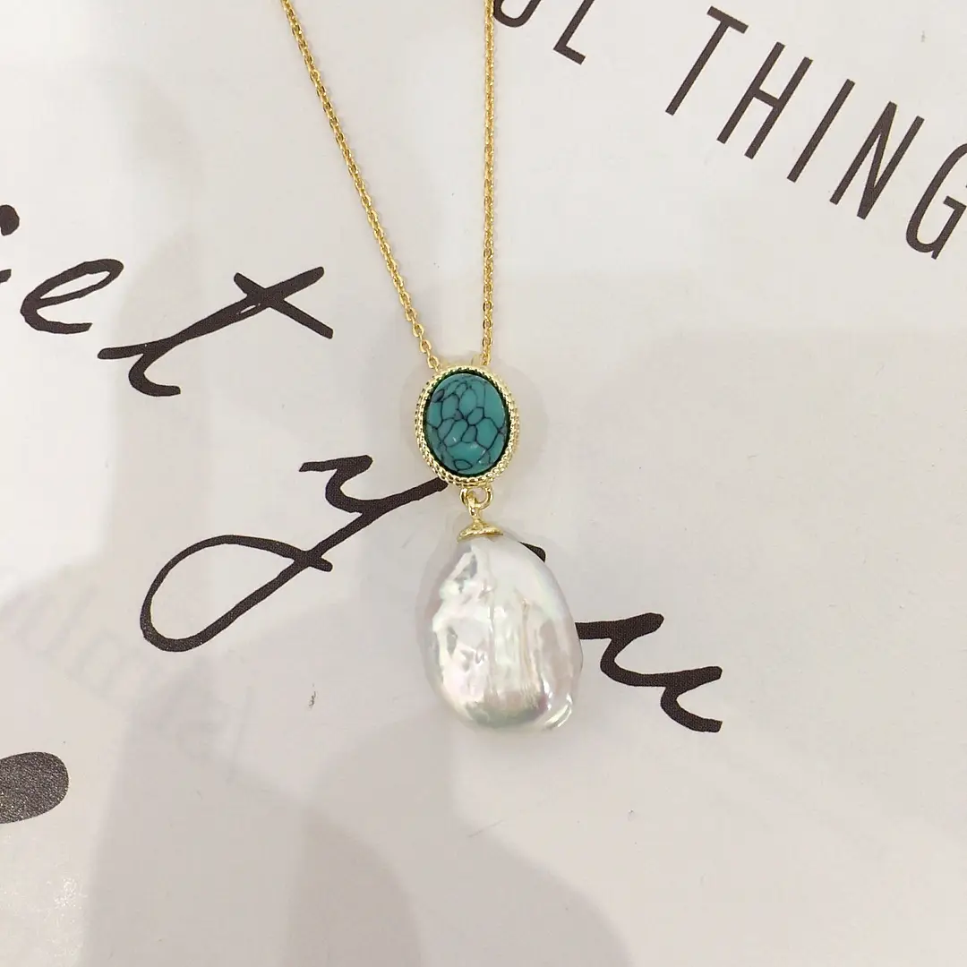 Turquoise Pearl Pendant Necklace for Women — feature 2