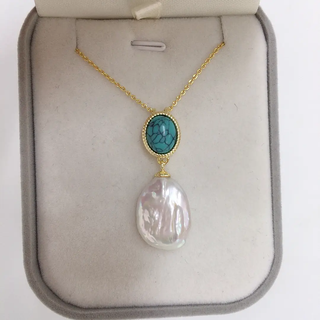 Turquoise Pearl Pendant Necklace for Women — feature 4