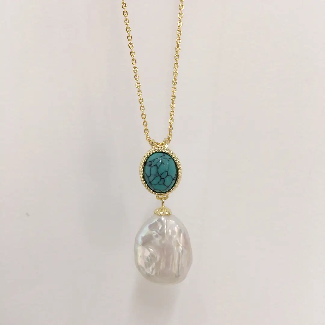 Turquoise Pearl Pendant Necklace for Women — feature 5