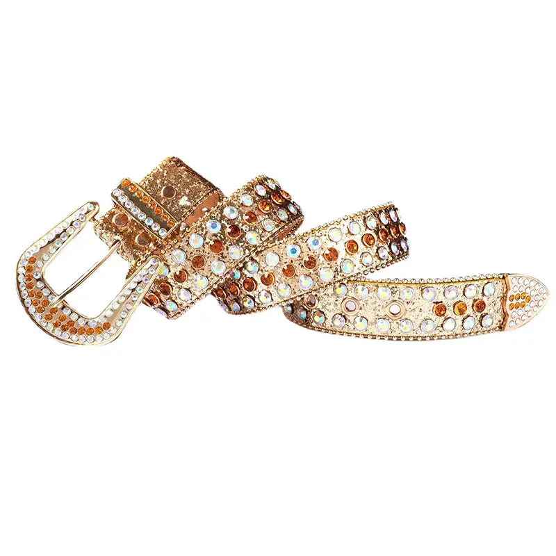 2023 Punk Style Gold Rhinestone Belt Buckle