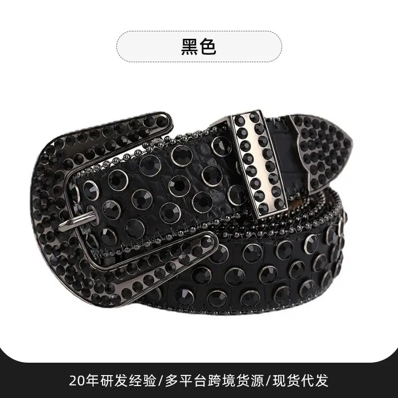 2023 Punk Style Gold Rhinestone Belt Buckle