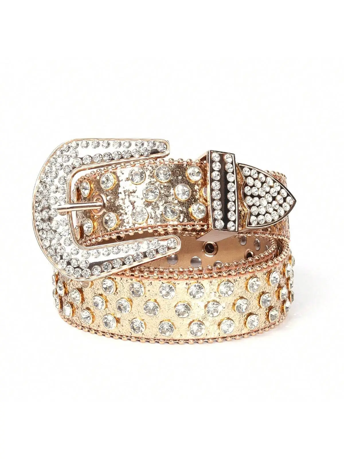 2023 Punk Style Gold Rhinestone Belt Buckle