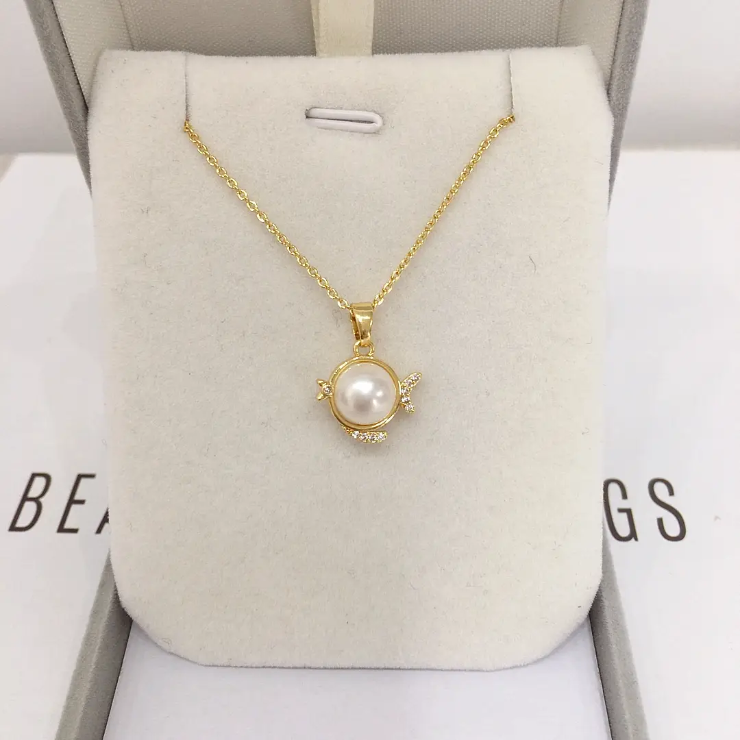 Zhuji Shanxiahu Pearl Pendant Necklace White Gold Fish Design - Image 5