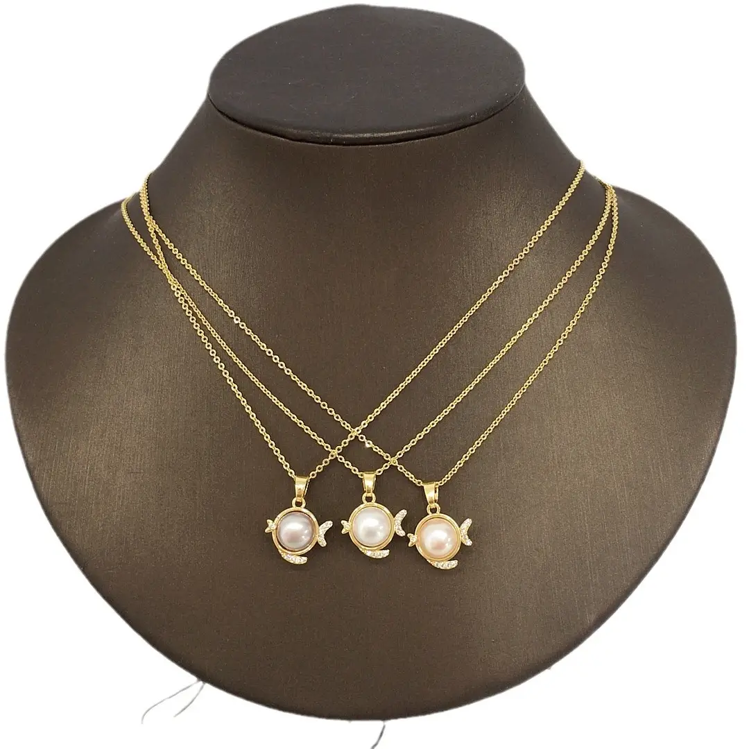 Zhuji Shanxiahu Pearl Pendant Necklace White Gold Fish Design - Image 8