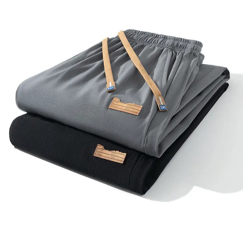 Men's Black Wide Leg Loose Fit Sporty Pants — feature 19