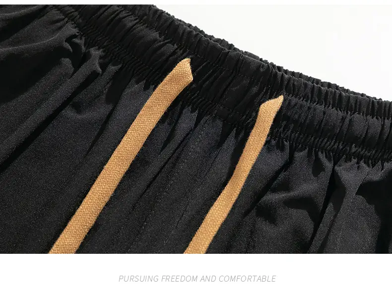 Men's Black Wide Leg Loose Fit Sporty Pants — feature 23