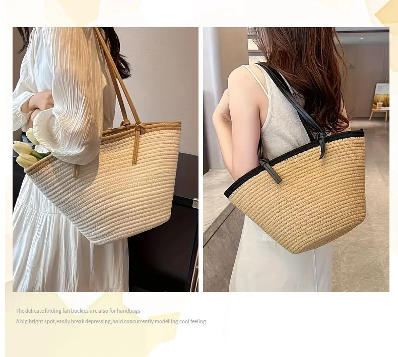 Women Straw Woven Beach Tote Bag Large Capacity — feature 8