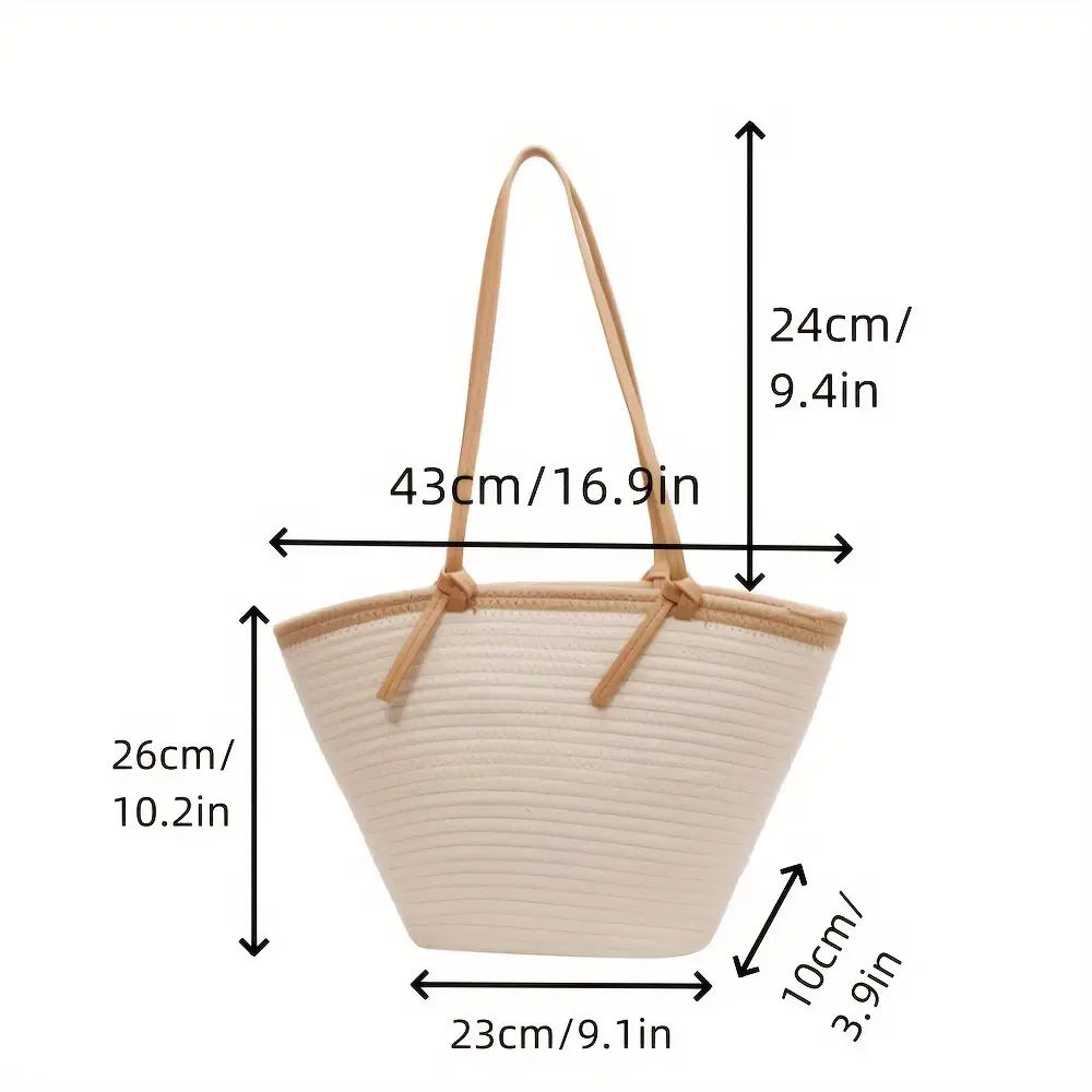 Women Straw Woven Beach Tote Bag Large Capacity - Image 2