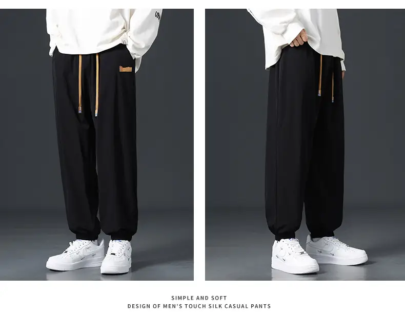 Men's Grey Jogger Pants Wide Leg Loose Fit Spring Autumn — feature 12