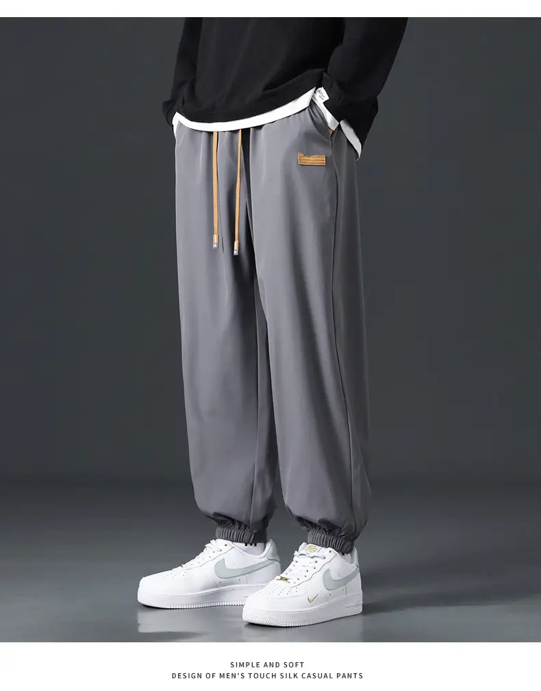 Men's Grey Jogger Pants Wide Leg Loose Fit Spring Autumn — feature 14