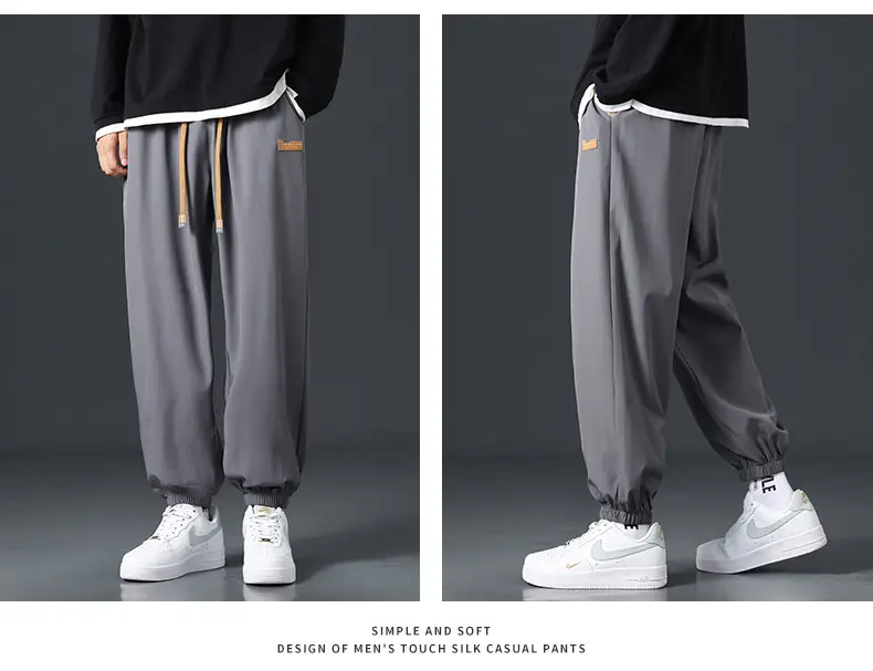 Men's Grey Jogger Pants Wide Leg Loose Fit Spring Autumn — feature 15