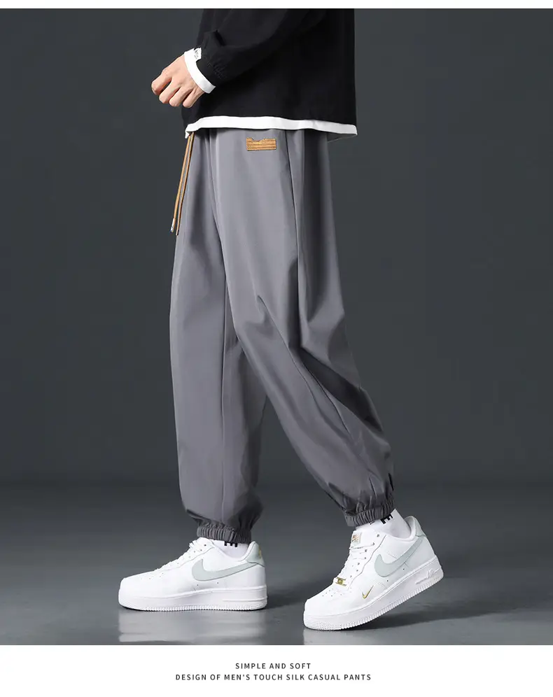 Men's Grey Jogger Pants Wide Leg Loose Fit Spring Autumn — feature 16