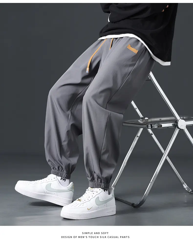 Men's Grey Jogger Pants Wide Leg Loose Fit Spring Autumn — feature 17