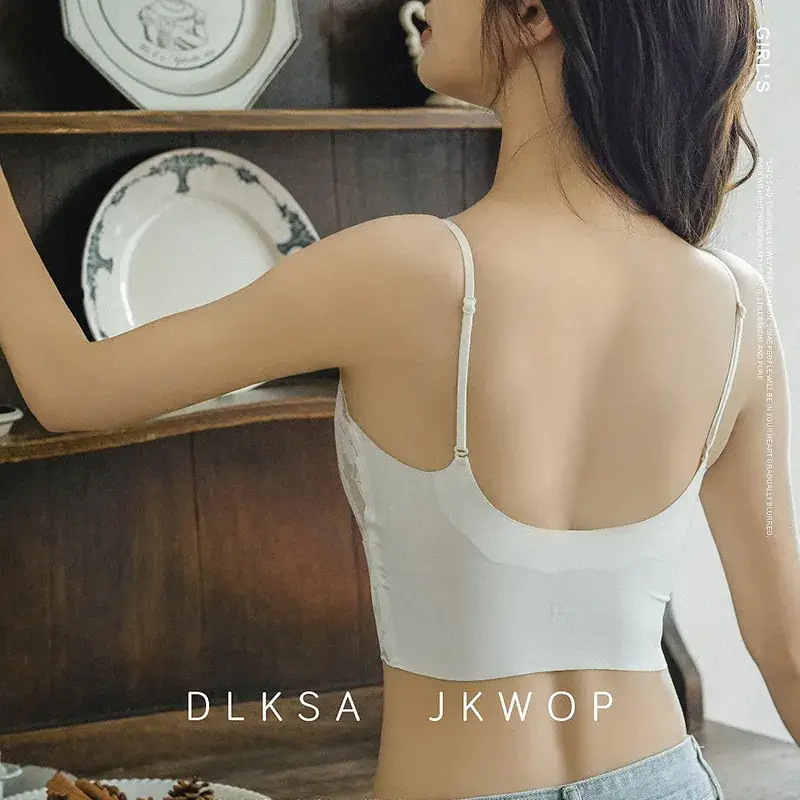 White Lace Trimmed Back Tube Bra for Women