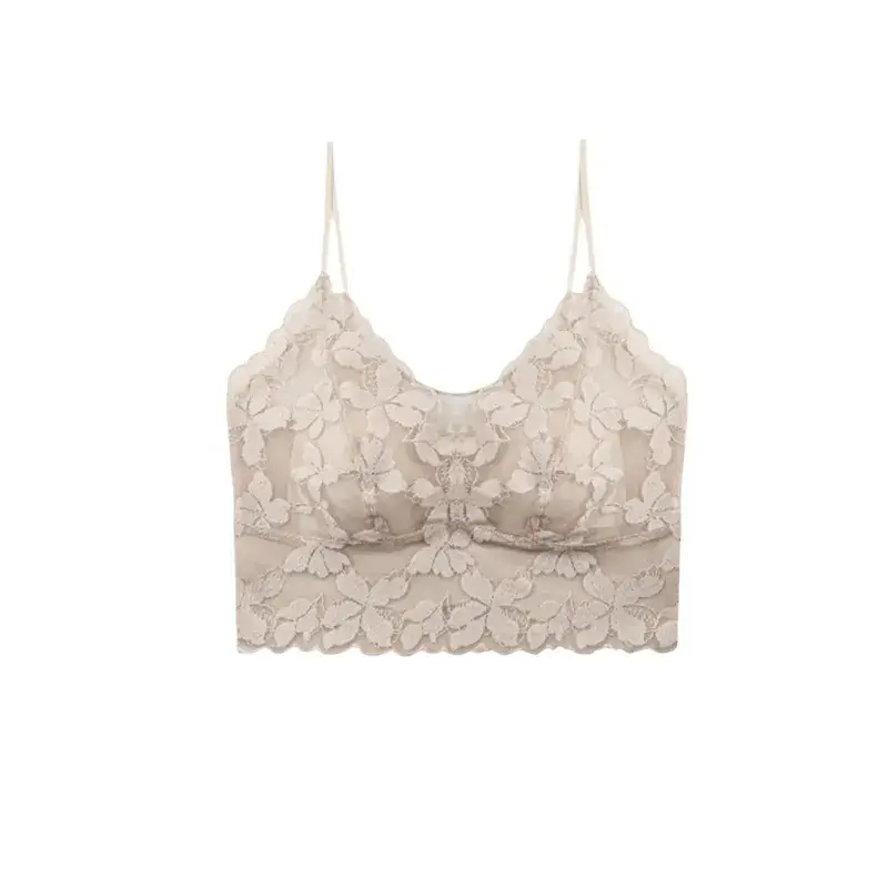 White Lace Trimmed Back Tube Bra for Women