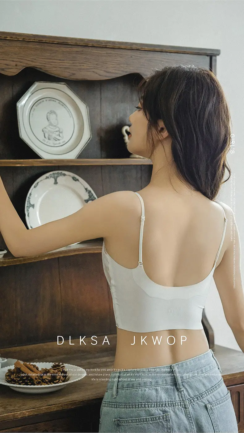 White Lace Trimmed Back Tube Bra for Women — feature 10
