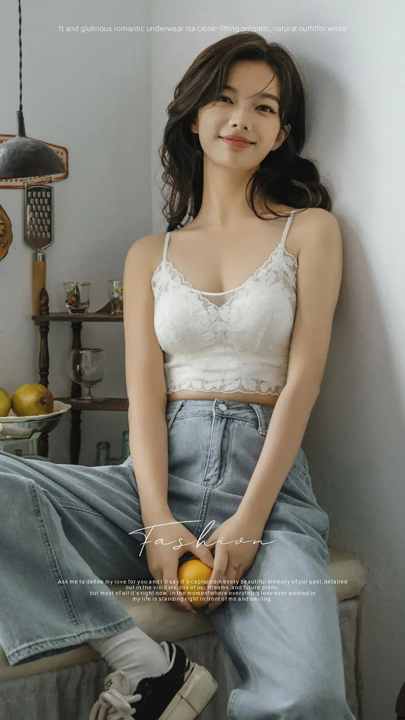 White Lace Trimmed Back Tube Bra for Women — feature 12