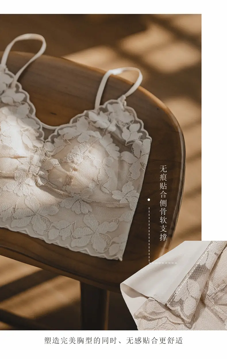 White Lace Trimmed Back Tube Bra for Women — feature 16