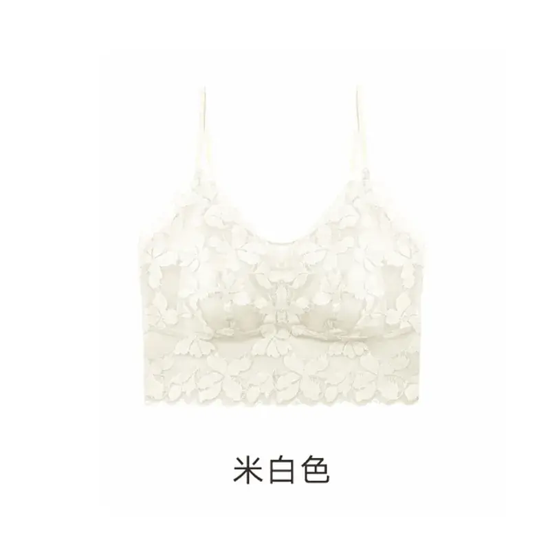 White Lace Trimmed Back Tube Bra for Women