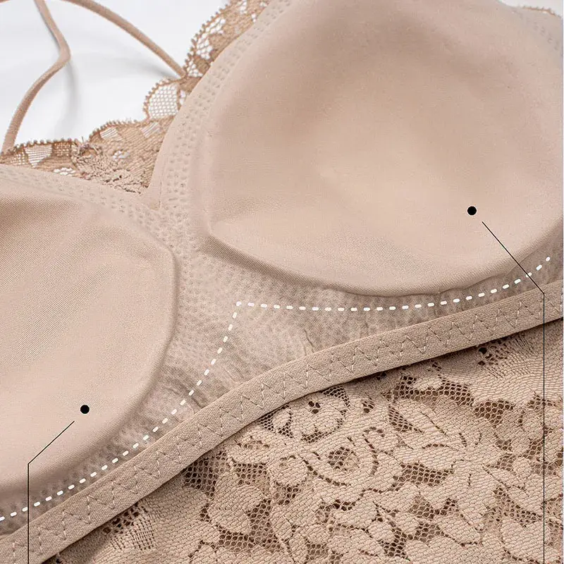 Lace Sexy Sling Lingerie Women's Thin No Steel Rings French Style Push-up Base Home Outer Wear Beautiful Back Long Bra - Image 8