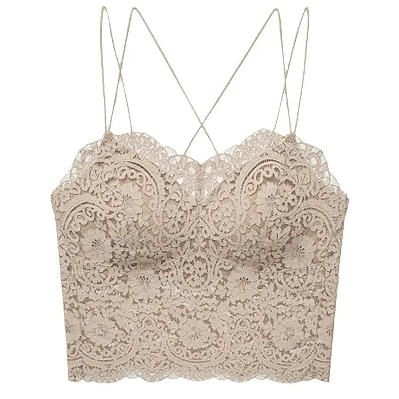 Lace Sexy Sling Lingerie Women's Thin No Steel Rings French Style Push-up Base Home Outer Wear Beautiful Back Long Bra - Image 9
