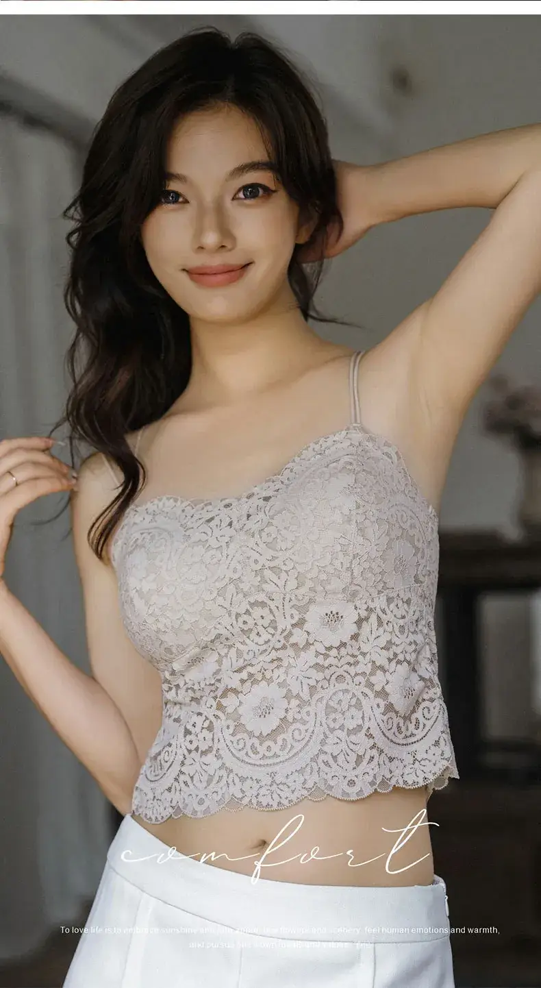Lace Sexy Sling Lingerie Women's Thin No Steel Rings French Style Push-up Base Home Outer Wear Beautiful Back Long Bra — feature 9