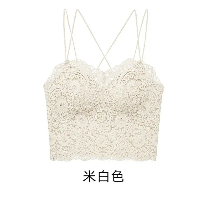 Lace Sexy Sling Lingerie Women's Thin No Steel Rings French Style Push-up Base Home Outer Wear Beautiful Back Long Bra - Image 2