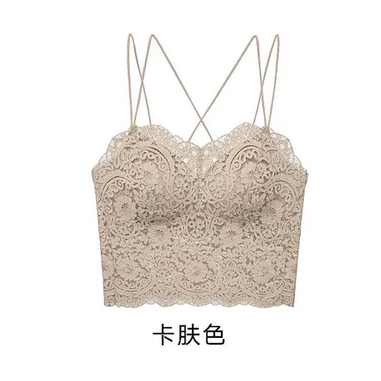 Lace Sexy Sling Lingerie Women's Thin No Steel Rings French Style Push-up Base Home Outer Wear Beautiful Back Long Bra - Image 3