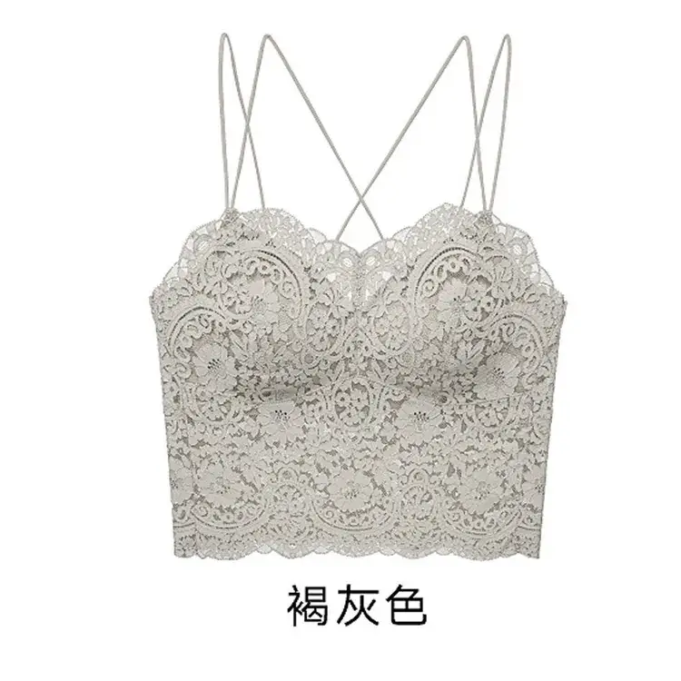 Lace Sexy Sling Lingerie Women's Thin No Steel Rings French Style Push-up Base Home Outer Wear Beautiful Back Long Bra - Image 4