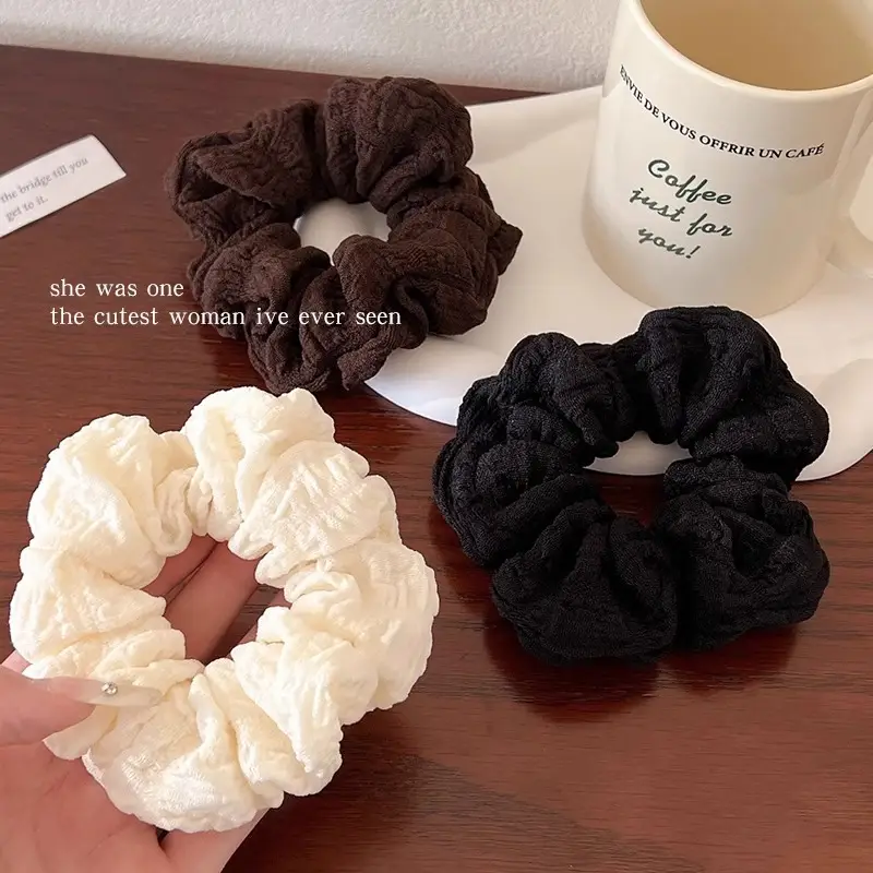 Vintage Brown Leather Hair Ring for Women - Image 5
