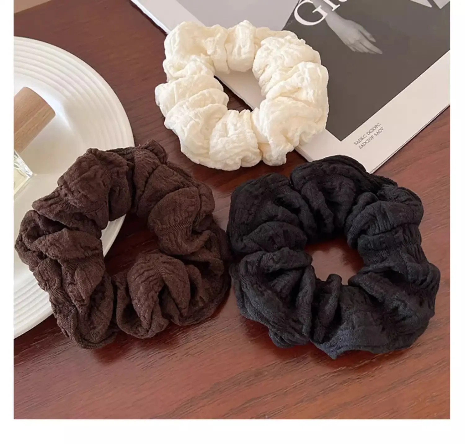 Vintage Brown Leather Hair Ring for Women — feature 4