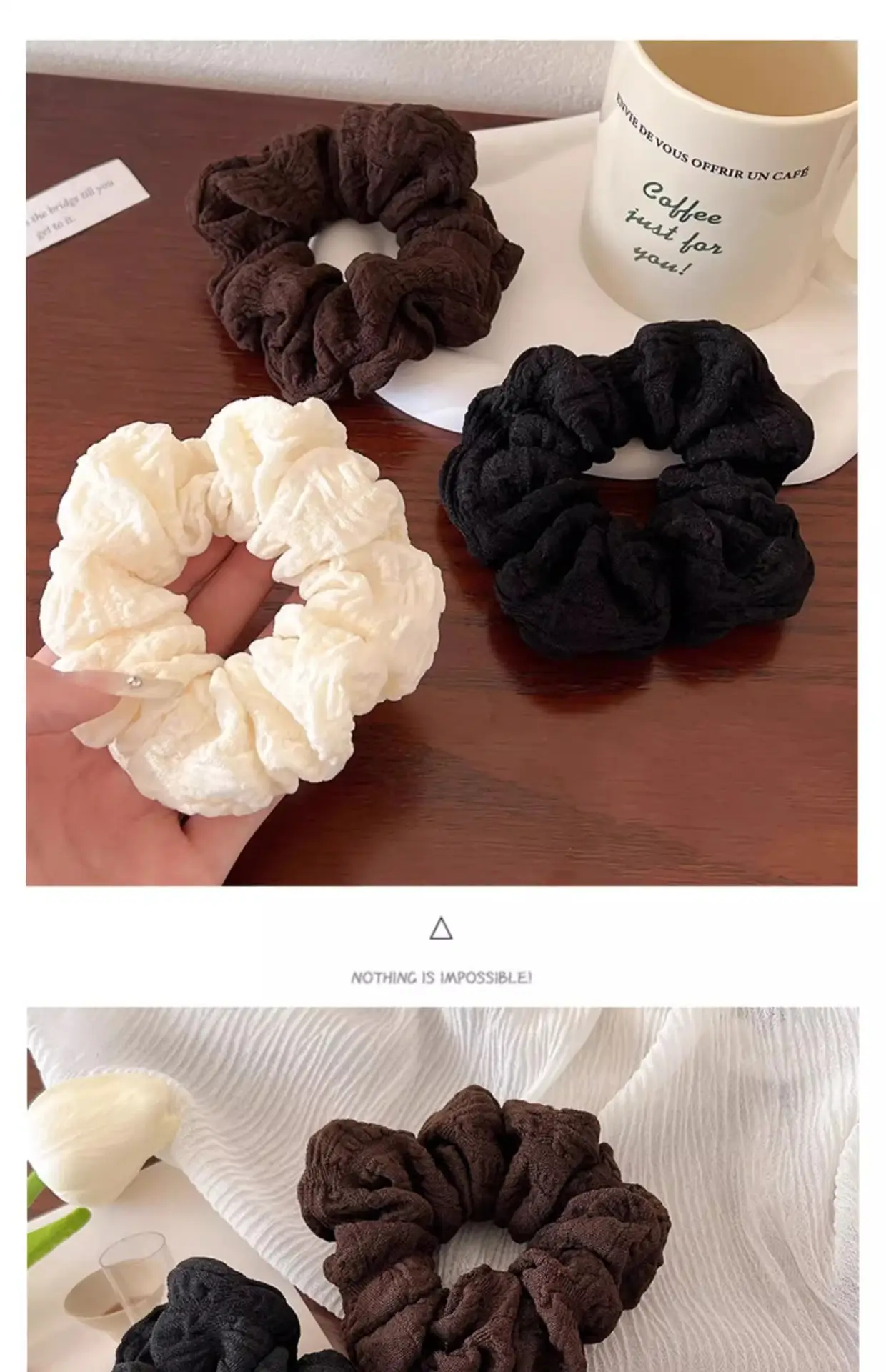 Vintage Brown Leather Hair Ring for Women — feature 5