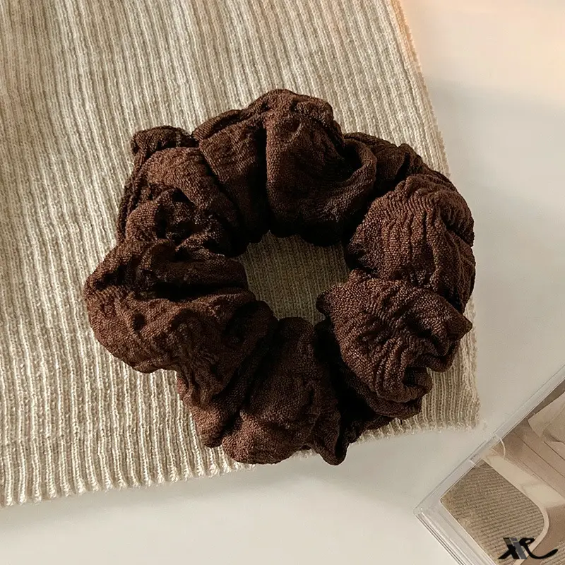 Vintage Brown Leather Hair Ring for Women - Image 3