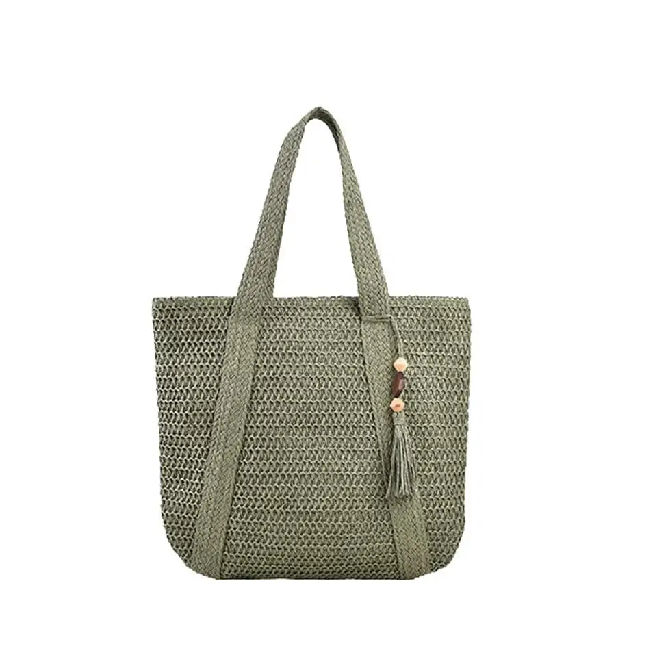 Hand-Woven Straw Tote Bag for Women Large Capacity Beach Travel - Image 9