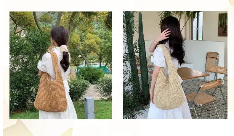 Women's Large Straw Tote Bag Brown 280g — feature 8