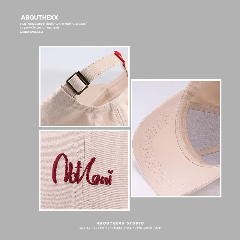 Men Embroidered Baseball Cap Beige Cotton All Match - Image 6