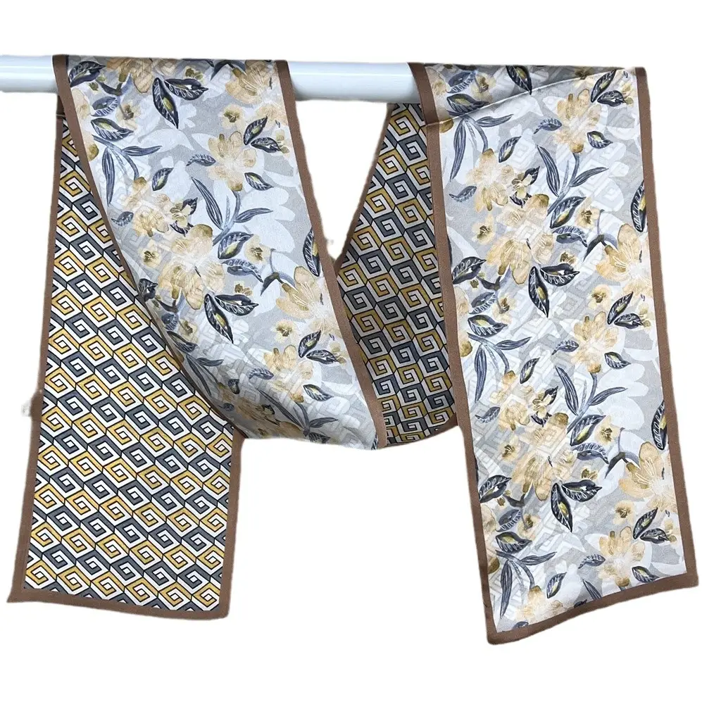 100% Mulberry Silk Scarf Long Strip Women's All-match Fashion Elegant Double-sided Tie Belt Scarf Star Same Style Scarf - Image 13