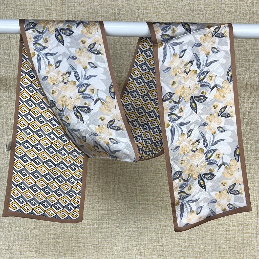 100% Mulberry Silk Scarf Long Strip Women's All-match Fashion Elegant Double-sided Tie Belt Scarf Star Same Style Scarf — feature 15